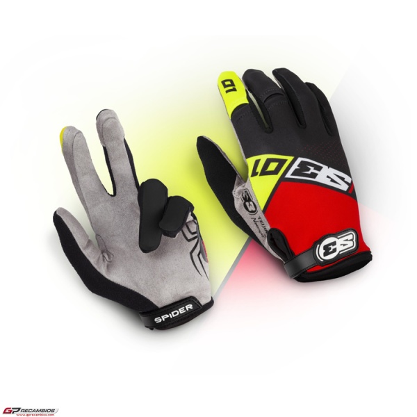 Guantes Spider S3 Parts AMRILLO ROJO NEGRO